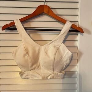 SHENMIN | white fitted crop zip back corset top S
